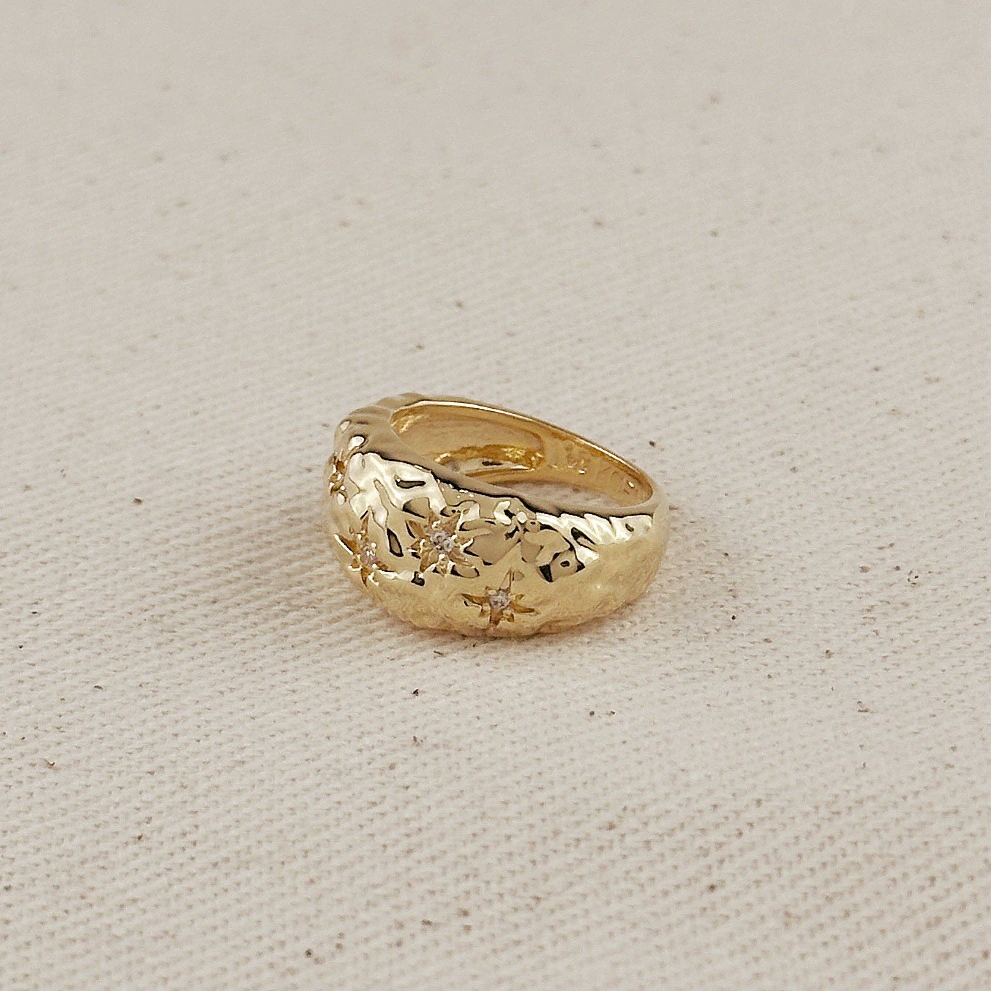 Celeste Hammered Moon Ring