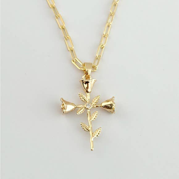 Floral Cross Necklace