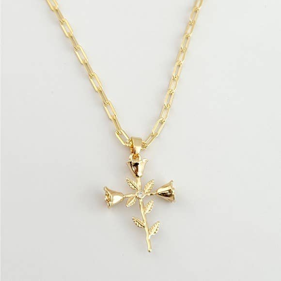 Floral Cross Necklace