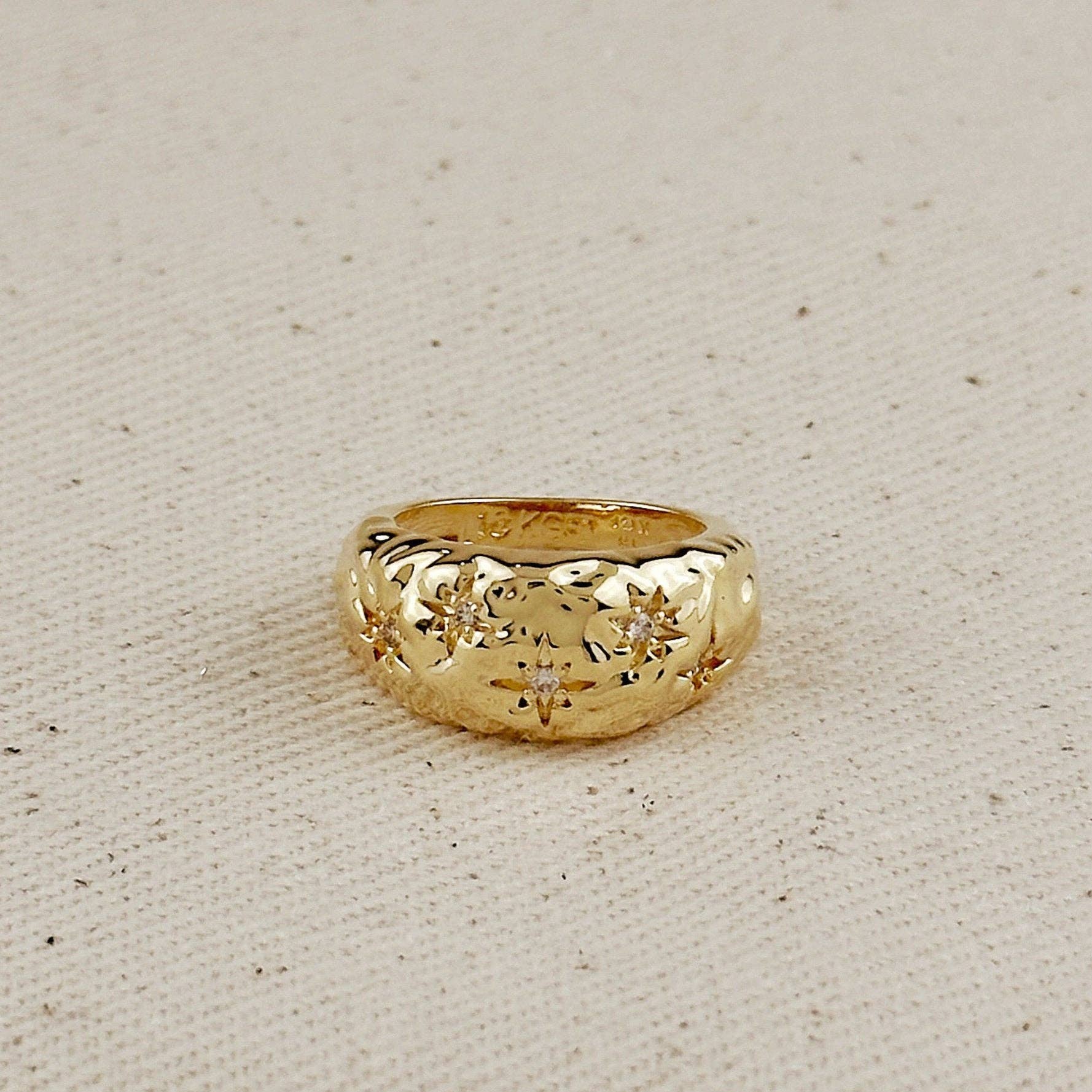 Celeste Hammered Moon Ring